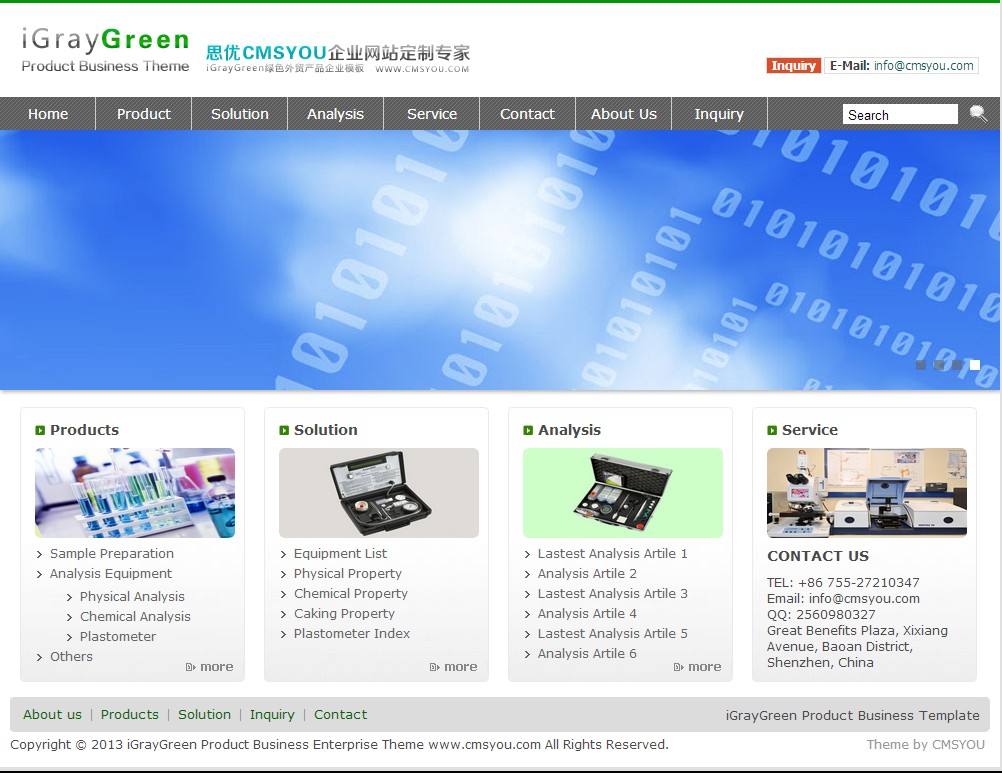 iGrayGreen绿色外贸产品英文企业模板