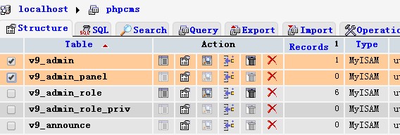 如何通过PhpMyAdmin批量删除MYSQL数据库数据表