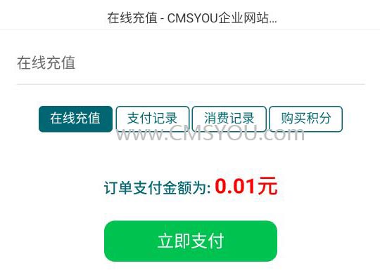 前台会员中心充值确认按钮